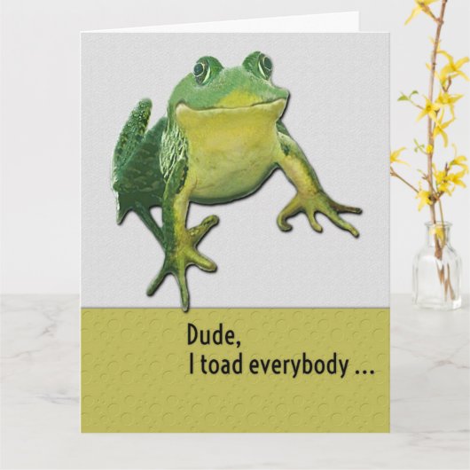 Happy Birthday Funny Hey Dude Toad Pun Kaart (Gele Bloem)