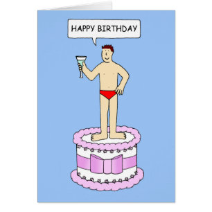 Happy Birthday Funny Man op Cake in Underwear