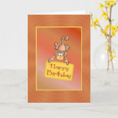 Happy Birthday Funny Monkey Kaart (Gele Bloem)