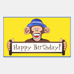 Happy Birthday Funny Monkey met gebarentaal Rechthoekige Sticker