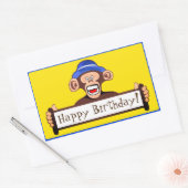 Happy Birthday Funny Monkey met gebarentaal Rechthoekige Sticker (Envelop)