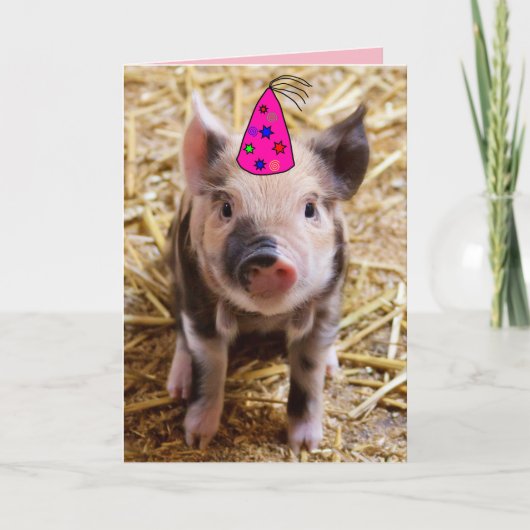 HAPPY BIRTHDAY FUNNY PIG PIGLET WENSKAARTEN FEESTDAGEN KAART (Voorkant)