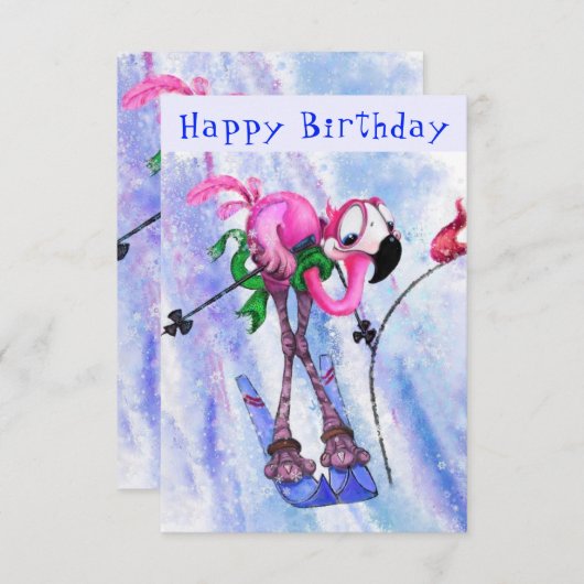 Happy Birthday - Funny Pink Flamingo - Happy (Voorkant / Achterkant)