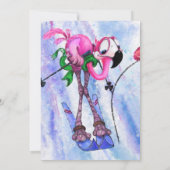 Happy Birthday - Funny Pink Flamingo Skier (Achterkant)