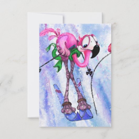 Happy Birthday - Funny Pink Flamingo Skier - Fun (Achterkant)