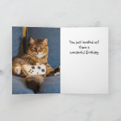 Happy Birthday Funny Playing Games Gamer Cat Kaart (Binnen)