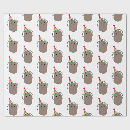 Happy Birthday Funny Potato Cadeaupapier (Vlak)
