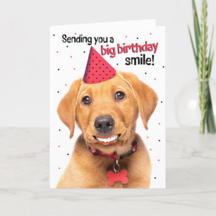 Happy Birthday Funny Red Fox Labrador Puppy Feestdagen Kaart