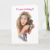 Happy Birthday Funny Woman Teasing Big Hair Humor Feestdagen Kaart (Voorkant)