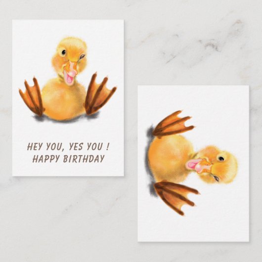 Happy Birthday - Funny Yellow Duck Playful Wink Notitiekaartje (Voorkant / Achterkant)