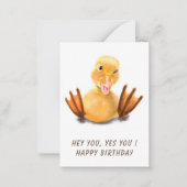 Happy Birthday - Funny Yellow Duck Playful Wink Notitiekaartje (Voorkant)
