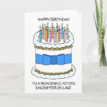 Happy Birthday Future Daughter in Law Kaart<br><div class="desc">Een cartoon illustratie van een taart die in verlichte kaarsen is bedekt en vergezeld gaat van de woorden "Happy Birthday to a wonderbaarlijke future dochter in law".</div>