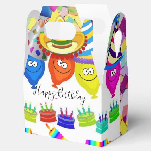 Happy Birthday Gable Favor Box Ballonnen Bedankdoosjes (Geopend)