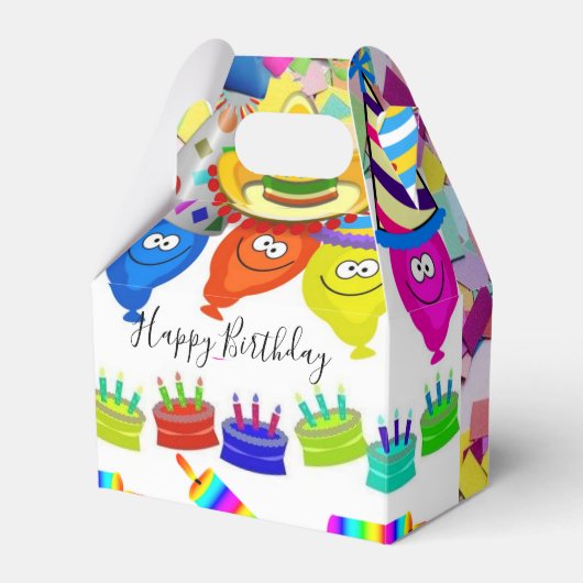 Happy Birthday Gable Favor Box Ballonnen Bedankdoosjes (Voorkant Zijde)