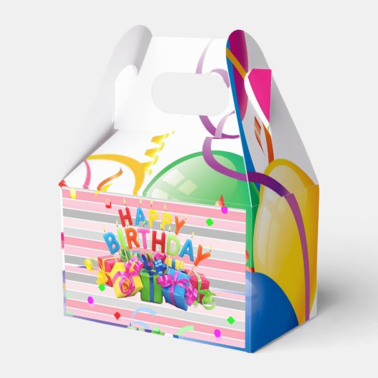 Happy Birthday Gable Favor Box Bedankdoosjes (Voorkant Zijde)