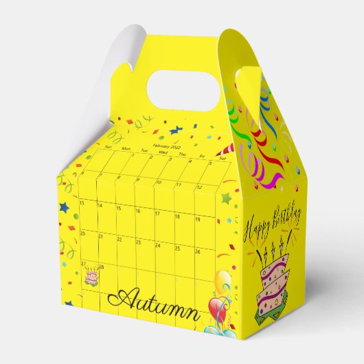 Happy Birthday Gable Favor Box February 2022Yellow Bedankdoosjes (Achterkant)