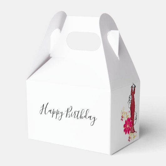 Happy Birthday Gable Favor Box Floral Dress Bedankdoosjes (Voorkant Zijde)