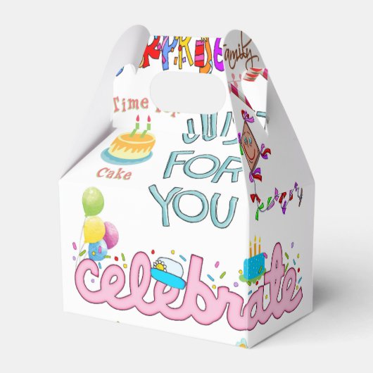 Happy Birthday Gable Favor Box Friends Family Bedankdoosjes (Voorkant Zijde)
