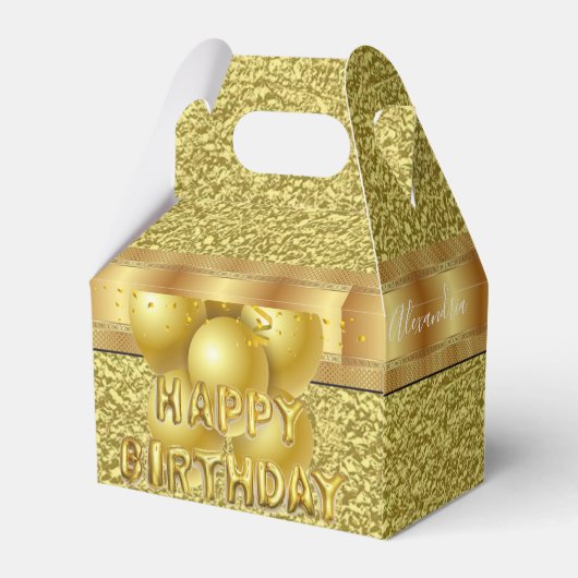 Happy Birthday Gable Favor Box Gold Bedankdoosjes (Achterkant)