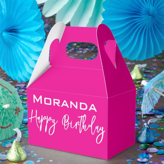Happy Birthday Gable Favor Box Pink Bedankdoosjes (Feest)
