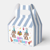 Happy Birthday Gable Favor Box Pink Stripe Monkeys Bedankdoosjes (Achterkant)