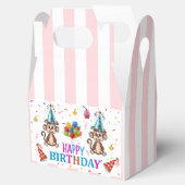 Happy Birthday Gable Favor Box Pink Stripe Monkeys Bedankdoosjes (Geopend)