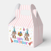 Happy Birthday Gable Favor Box Pink Stripe Monkeys Bedankdoosjes (Achterkant)