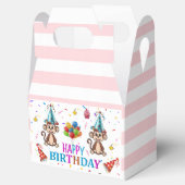Happy Birthday Gable Favor Box Pink Stripe Monkeys Bedankdoosjes (Geopend)