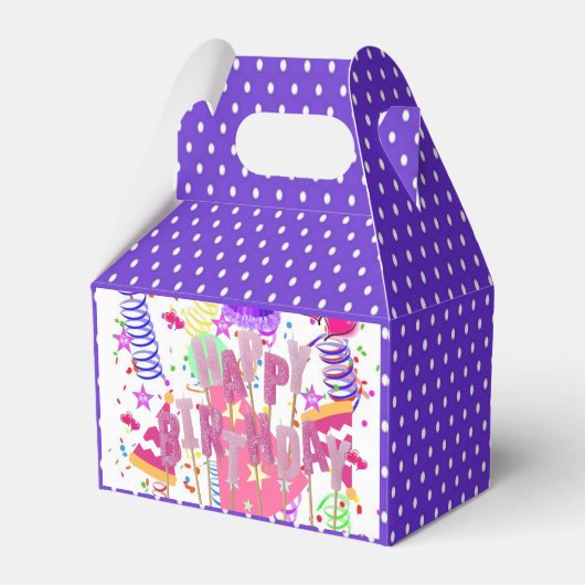 Happy Birthday Gable Favor Box Polkadot Bedankdoosjes (Voorkant Zijde)
