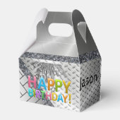 Happy Birthday Gable Favor Box Silver Bedankdoosjes (Achterkant)