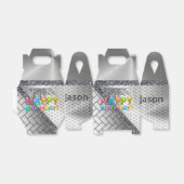 Happy Birthday Gable Favor Box Silver Bedankdoosjes (Uitgevouwen)