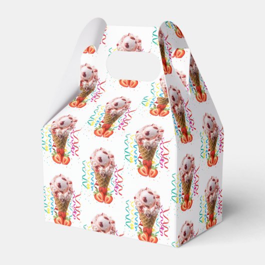 Happy Birthday Gable Favor Box Strawberry Bedankdoosjes (Voorkant Zijde)