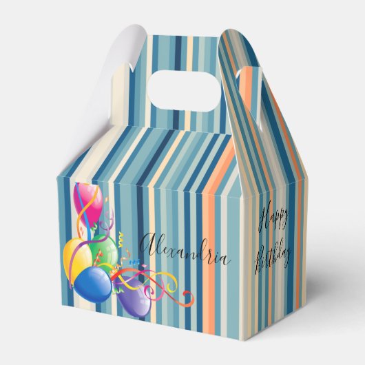 Happy Birthday Gable Favor Box Stripe Balloons Bedankdoosjes (Achterkant)