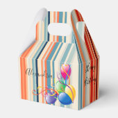 Happy Birthday Gable Favor Box Stripe Balloons Bedankdoosjes (Voorkant Zijde)