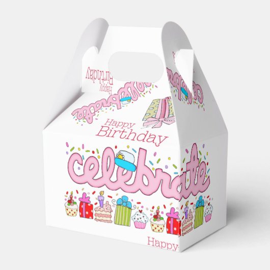 Happy Birthday Gable Favor Box Vieren Roze Bedankdoosjes (Achterkant)