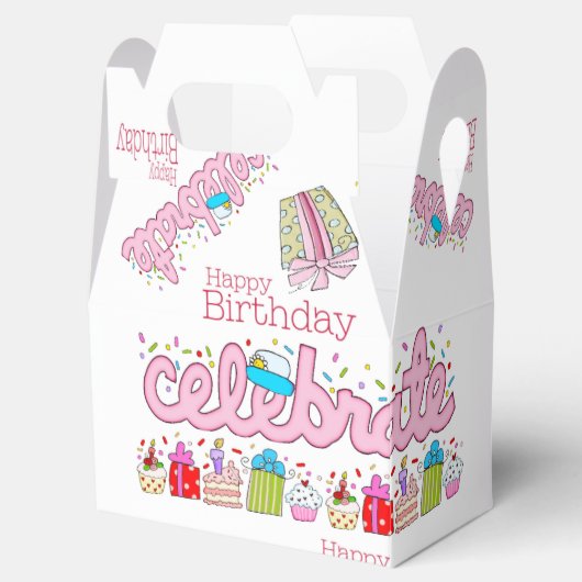 Happy Birthday Gable Favor Box Vieren Roze Bedankdoosjes (Geopend)