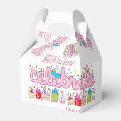 Happy Birthday Gable Favor Box Vieren Roze Bedankdoosjes (Voorkant Zijde)