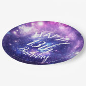 Happy Birthday Galaxy Stars Outer Space Party Papieren Bordje (Gekanteld)