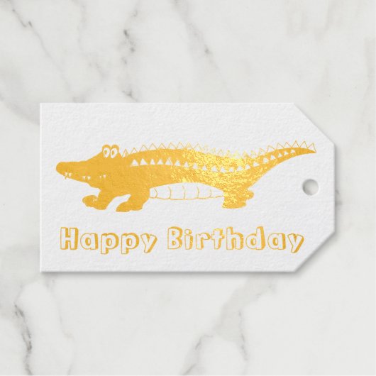 Happy Birthday Gator Alligator Crocodile Cadeaulabels (Voorkant (horizontaal))