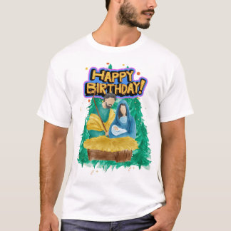 Happy Birthday Geboorte Waterverf T-shirt