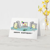 'Happy Birthday' Geeky Computer Kaart, LAN Party Kaart (Gele Bloem)