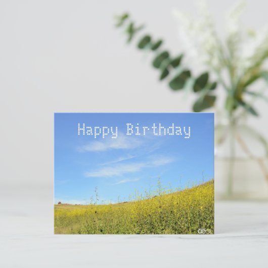 Happy Birthday Geel Afbeelding Briefkaart (Staand voorkant)