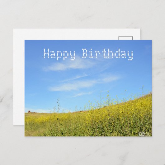 Happy Birthday Geel Afbeelding Briefkaart (Voorkant / Achterkant)