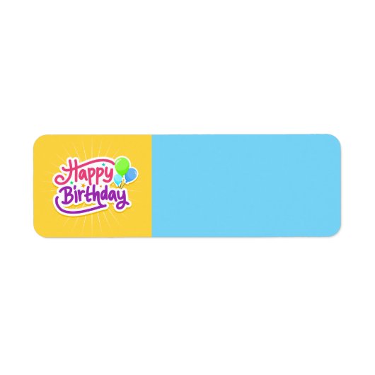 Happy Birthday Geel en Blauw Modern Label (Voorkant)