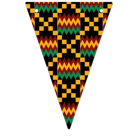 Happy Birthday Geel Groen Rood Zwart Kente Doek Vlaggetjes (Eerste vlag)