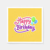 Happy Birthday Geel Vrolijk Feest Servet (Voorkant)