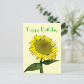 Happy Birthday Geel Zonnebloem Bloemen Post Kaart (Staand voorkant)