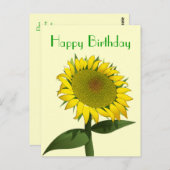 Happy Birthday Geel Zonnebloem Bloemen Post Kaart (Voorkant / Achterkant)