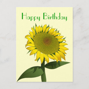 Happy Birthday Geel Zonnebloem Bloemen Post Kaart