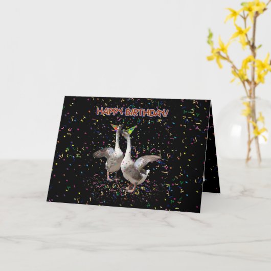 Happy Birthday Geese Kaart (Gele Bloem)